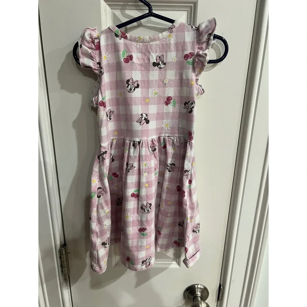 Disney Junior Minnie Mouse Pink Gingham Ruffle Sleeve Dress 3T 74D0924MI